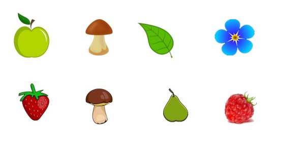 Яблочки и грибочки для аппликации