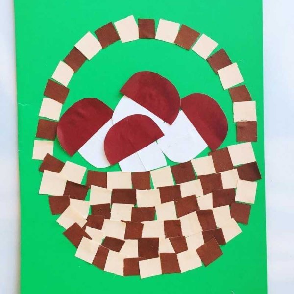 Аппликация корзина с грибами в средней группе