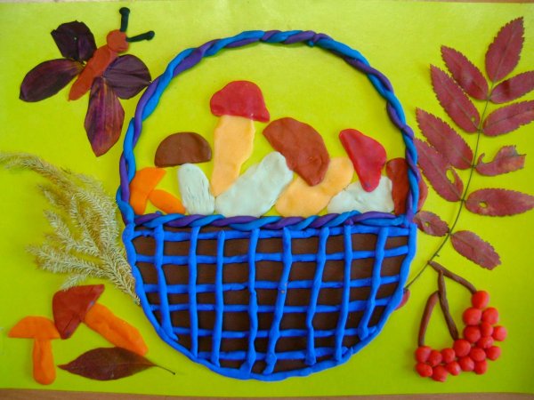 Аппликация корзина с фруктами