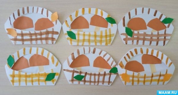 Аппликация корзинка с грибами