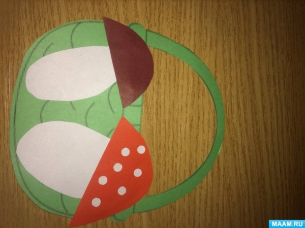 Аппликация корзина с грибами в средней группе