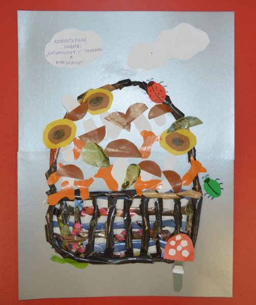 Лукошко с грибами аппликация