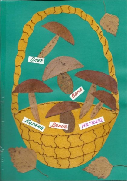 Аппликация корзина грибов в средней группе