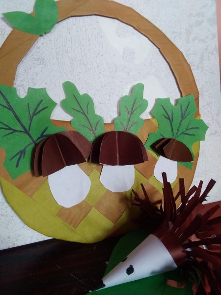 Аппликация корзинка с грибами