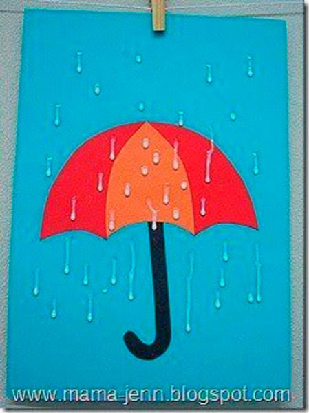 Аппликация цветные зонтики