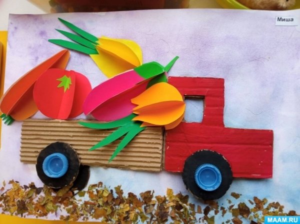 Аппликация из бумаги грузовик