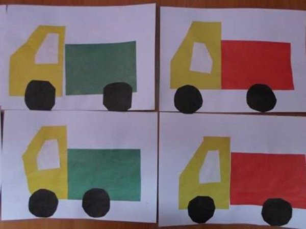 Аппликация грузовая машина средняя группа