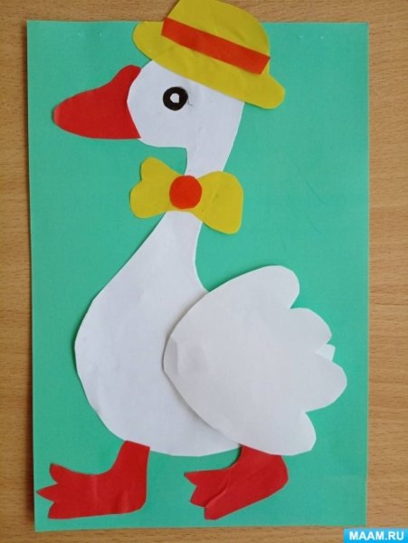 Аппликация Гусь для малышей
