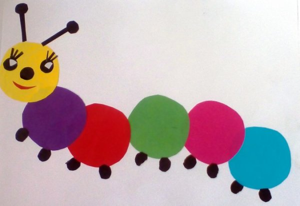 Аппликация гусеница для малышей