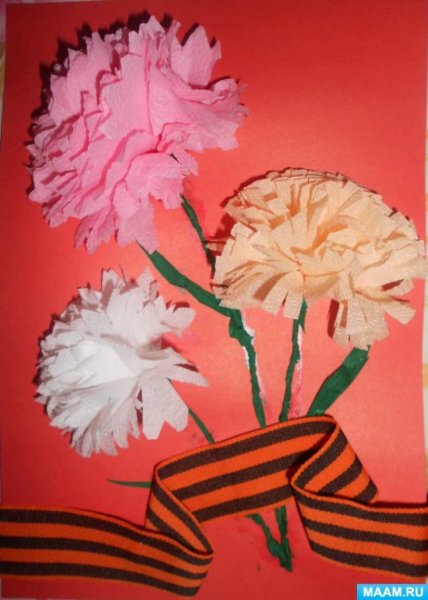 Гвоздика аппликация из бумаги