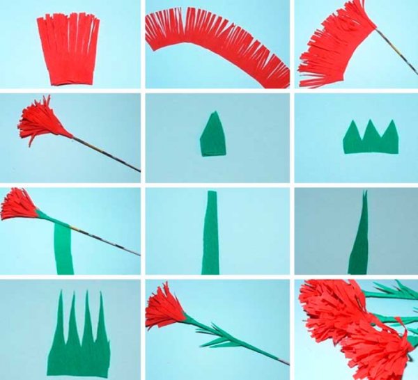 Гвоздики из гофрированной бумаги