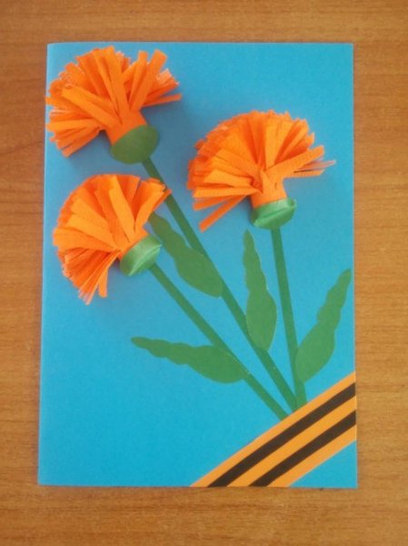 Объемная гвоздика на открытку