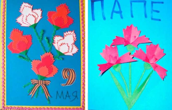 Гвоздика из цветной бумаги