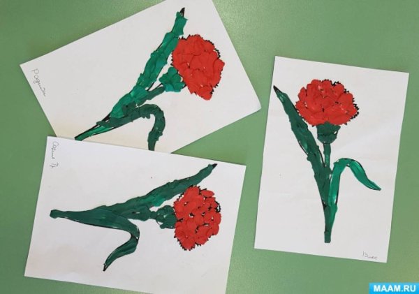 Аппликация цветок гвоздика