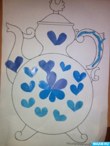 Гжель аппликация для детей