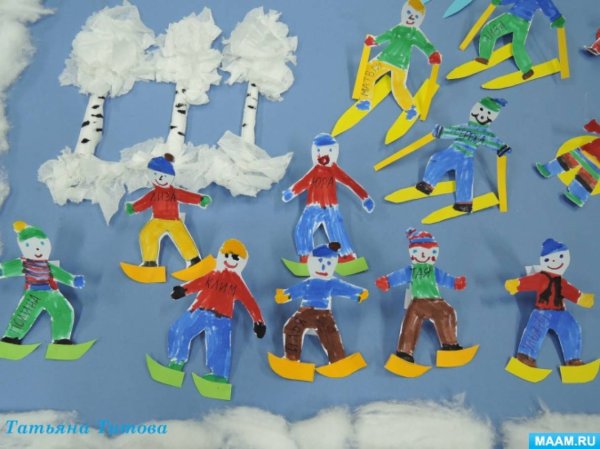 Аппликация зимние забавы подготовительная группа