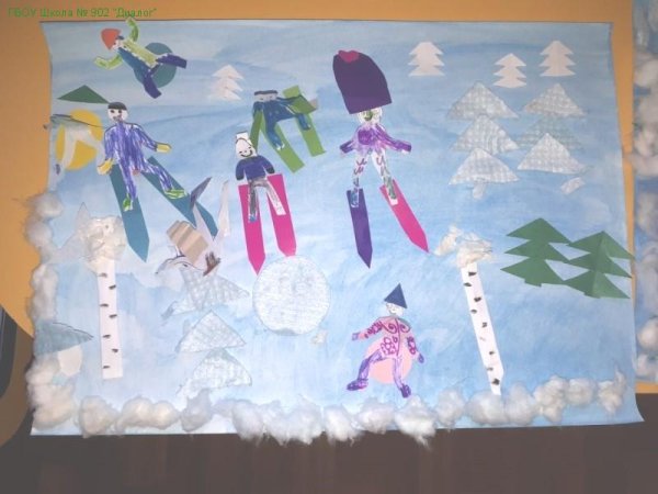 Коллективная аппликация в подготовительной группе зимние забавы