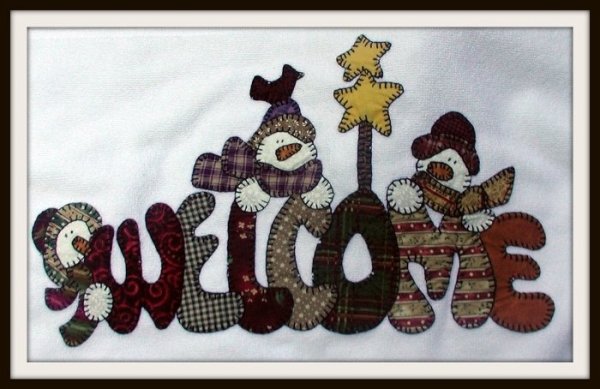 Аппликация из лоскутков ткани новый год