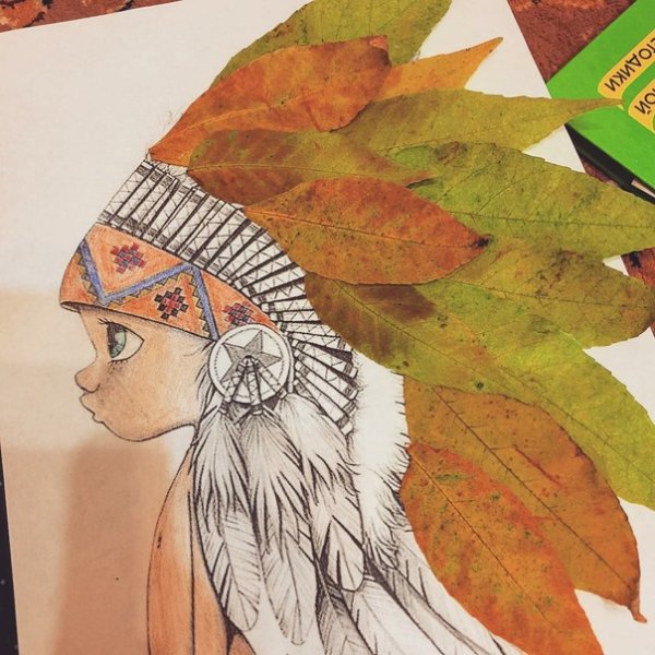 Индеец из листьев аппликация