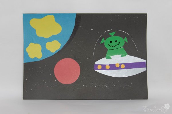 Аппликация из цветной бумаги космос