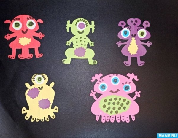 Забавные инопланетяне аппликация в средней группе