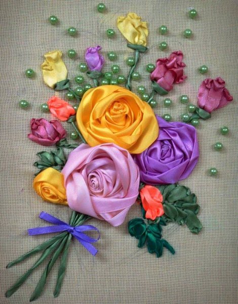 Вышивка атласными лентами