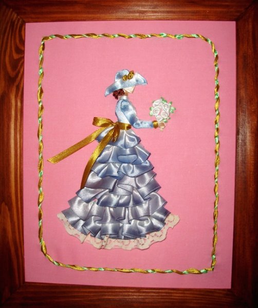 Открытка из атласных лент