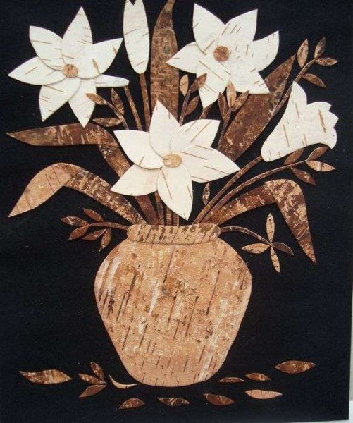 Аппликация из берёсты