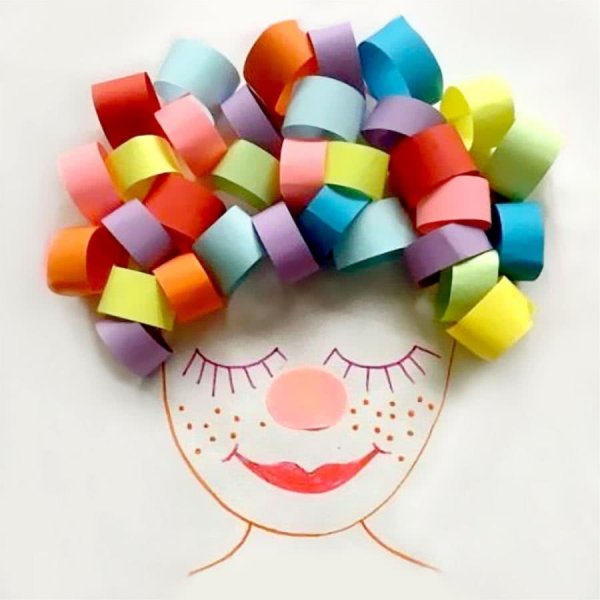 Аппликация клоун из цветной бумаги