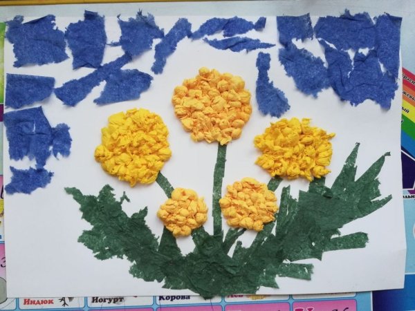 Аппликация из бумажных комочков