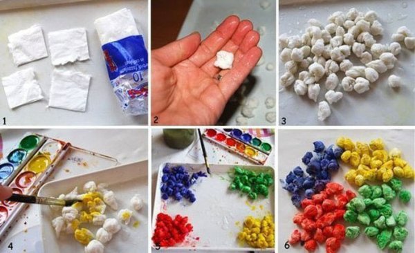 Скатать шарики из салфеток