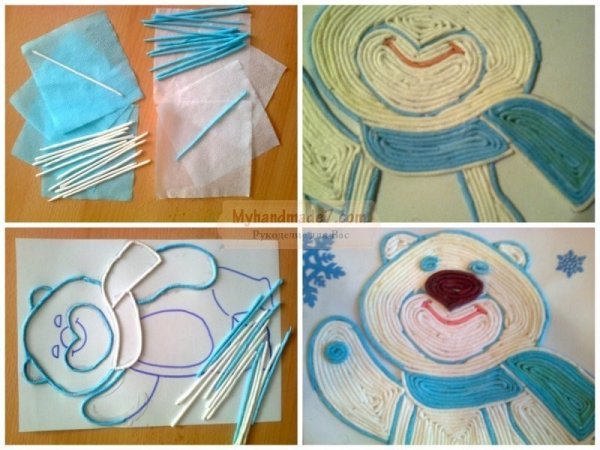 Аппликация из скрученных салфеток