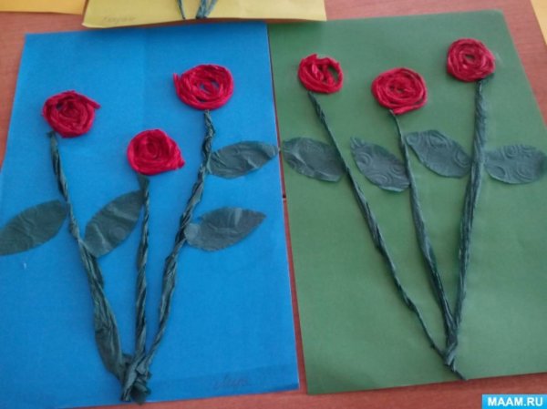 Аппликация из жгутиков салфеток