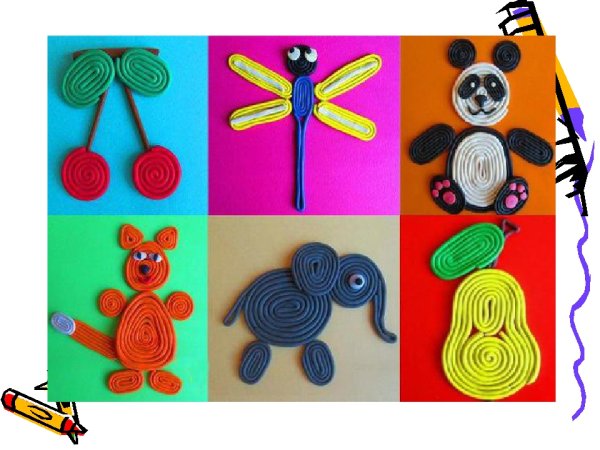 Поделки из пластилиновых жгутиков с дошкольниками