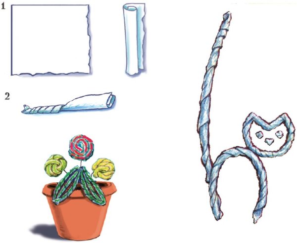 Аппликация из скрученной бумаги жгутики