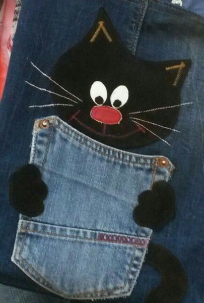 Сумки из джинсовой ткани с котиками