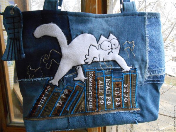 Сумки из джинсы с аппликацией