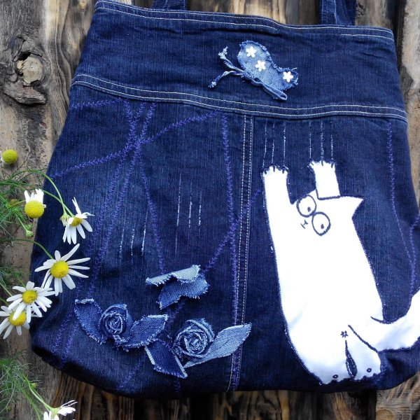 Аппликация на джинсовую сумку