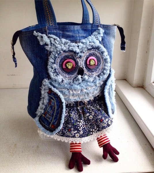 Сумки из джинсы с совой