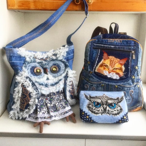 Сумка Сова из джинс