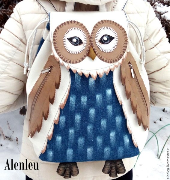 Совушка из джинсовой ткани