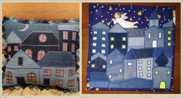 Лоскутные домики джинсовые