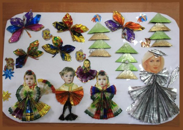 Елочная игрушка из фантиков