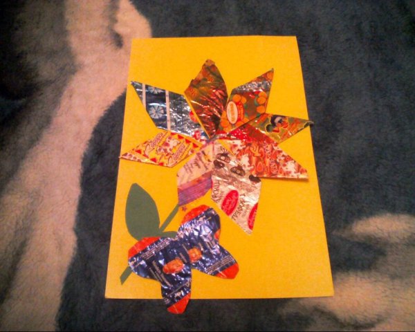 Аппликация из конфетных фантиков