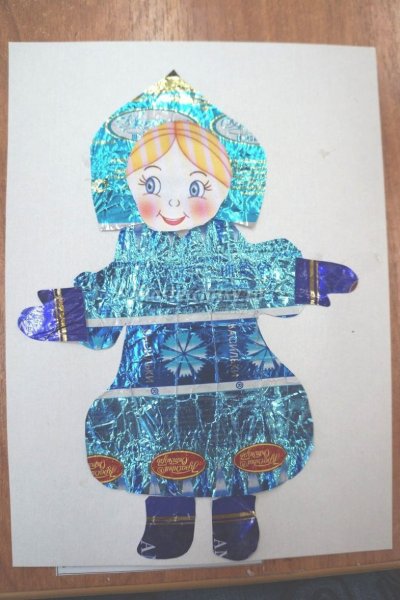 Аппликация из фантиков от конфет для детей