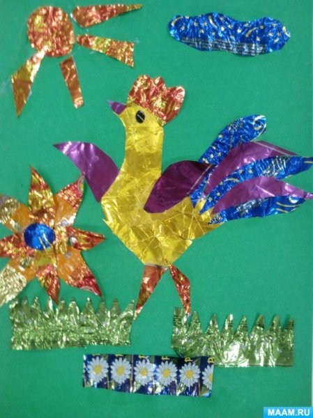 Аппликация из конфетных фантиков