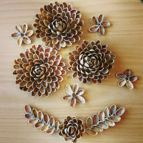 Панно из фисташковых скорлупок