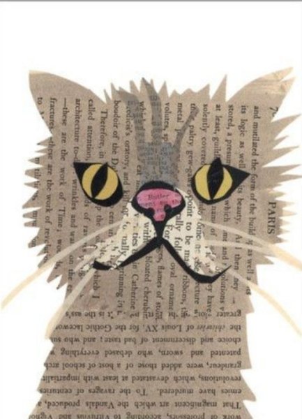 Кошка из газеты аппликация