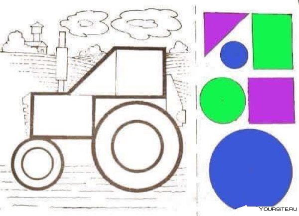 Выкладывание машины из геометрических фигур