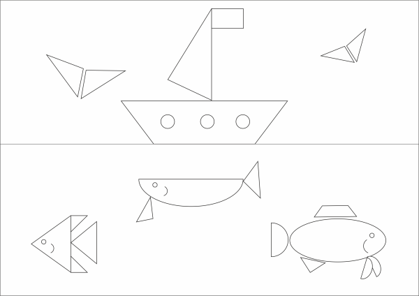 Рисование рыбки из геометрических фигур